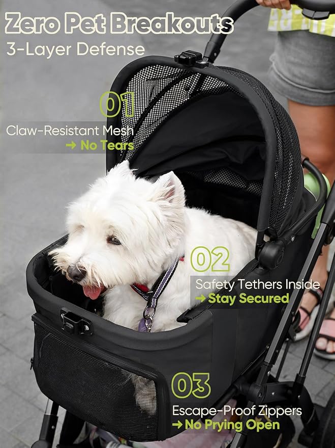 Small Dog Stroller, Pet Stroller for Small Dogs, 5-in-1 Dog Strollers - Fold All in One Without Detaching Carrier, Pet Strollers with Removable Waterproof Carrier for Dogs Cats 10 lbs 20 lbs