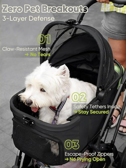 Small Dog Stroller, Pet Stroller for Small Dogs, 5-in-1 Dog Strollers - Fold All in One Without Detaching Carrier, Pet Strollers with Removable Waterproof Carrier for Dogs Cats 10 lbs 20 lbs