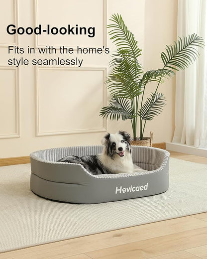 Hovicaed Dog Beds for Medium Sized Dogs, Waterproof Durable Pet Bed with Large Comfy Mat, Non-Slip Bottom Big Dog Couch, Indoor Puppy Pillow House XL