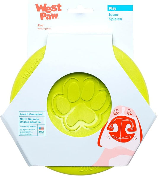 West Paw Zogoflex Zisc Durable Dog Frisbee Nearly Indestructible Flying Disc Dog Toy, 100% Guaranteed Tough, It Floats!, Made in USA, 6.5-Inch Small, Tangerine