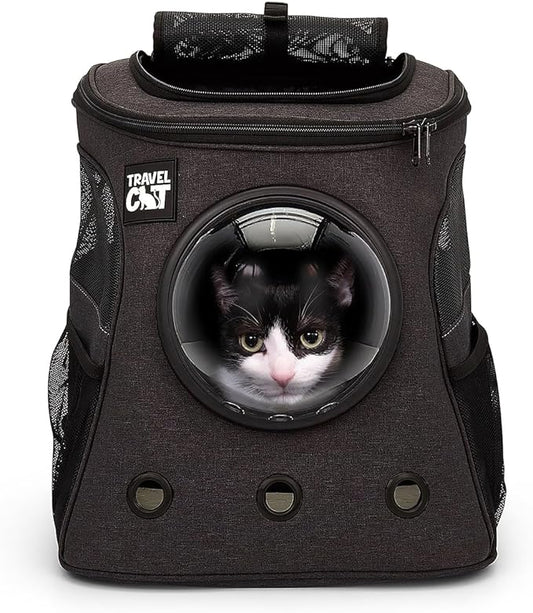 Fat Cat Backpack Carrier - Airline Approved Cat Carrier with Space Capsule Bubble for for Small Cats, Kitten - Premium Charcoal Cat Carrier Backpack for Outdoor, Travel, Hiking, Pet Supplies