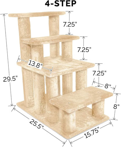Furhaven Steady Paws Multi-Step Pet Stairs for High Beds & Sofas - Cream, 4-Step