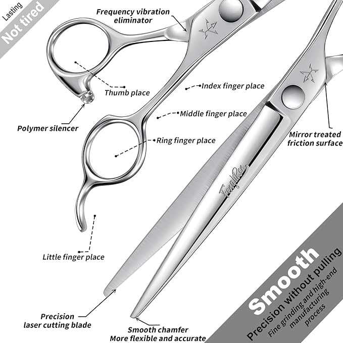 High-end Professional Dog Grooming Scissors Pet Grooming Shears 7.5 Inches Extremely Very Sharp Made Of Stainless Steel Alloy By Hand For Dog Cat Groomer