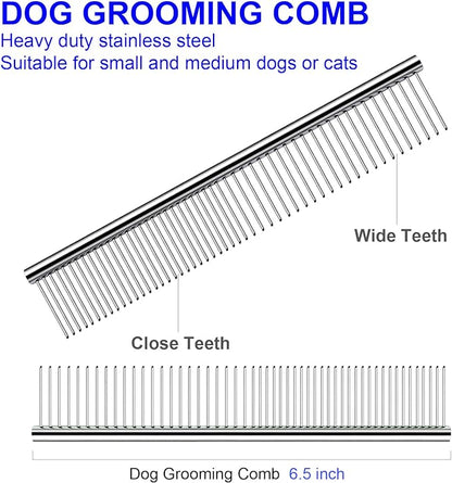 Professional Dog Grooming Scissors Kit, Titanium Coated Dog Scissors for Grooming, Grooming Shears Kit - Straight,Thinning, Curved Scissors and Comb for Dog Cat Pet (Blue 5 in 1)
