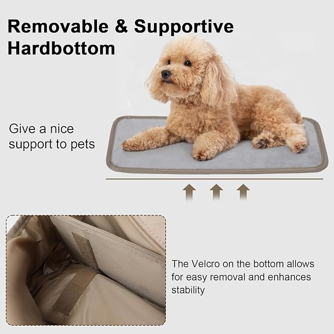 Pecute Dog Purse Carrier, Dog Carrier with Pockets for Small Dogs, Fits Dogs 5.5 lbs to 11 lbs, Cat and Puppies Tote Bag, Outing, Travel, Vet, Khaki