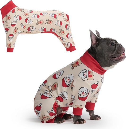 Spark Paws Dog Christmas Pajama, Dog Recovery Suit Male, Onesie, Ultra-Soft and 4-Way Stretch, for Small Medium and Large Breeds - Santa and Rudolph - XL