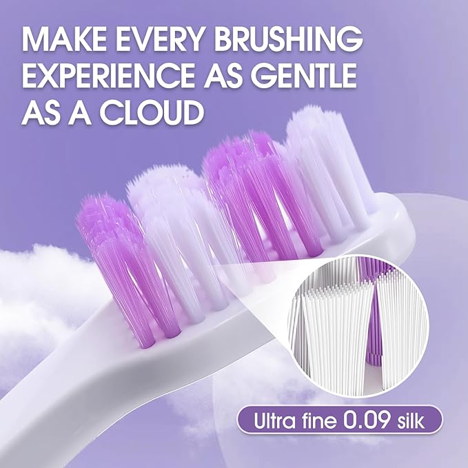 Dog Toothbrush – Newly Upgraded Dual-Head Design with 60° Wavy Bristles–Gently Surrounds Teeth for Deep Cleaning and Plaque Removal – Non-Slip Handle, Ideal for Daily Pet Dental Care (Purple, 2-Pack)