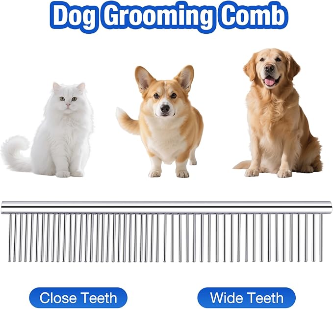 Dog Grooming Scissors with Safety Round Tips, 5 in 1 Dog Grooming Scissors Kit, 4CR Stainless Steel Professional Pet Grooming Shears for Cat, Sharp and Sturdy