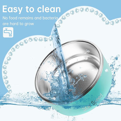 StarSpeed Stainless Steel Dog Bowl. Large Dog Water Bowl with Rubber Bottom, Drop Resistant, Keeps Cold, Holds 8 Cups (64oz), Light Green