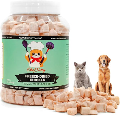 Freeze-Dried Chicken Treats for Cats & Dogs – 100% Human Grade, Single Ingredient, High-Protein, Healthy Snack – No Additives or Preservatives – 7.7oz - Inspected & Tested in USA