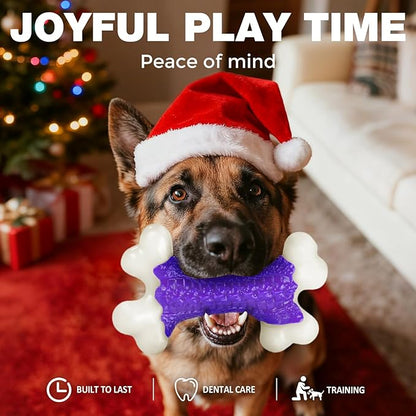 6-Pack Tough Dog Chew Toys for Aggressive Chewers Large Medium Breed Bacon Flavor, Bone Toy Dog, Nylon Heavy Duty Extreme Indestructible Teething Training