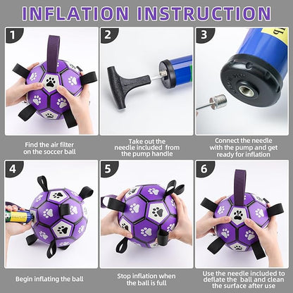 QDAN Soccer Ball for Dogs - Durable Large Dog Balls, Outdoor & Water Toy, Herding Ball, Puppy Birthday Gift (8 Inch)