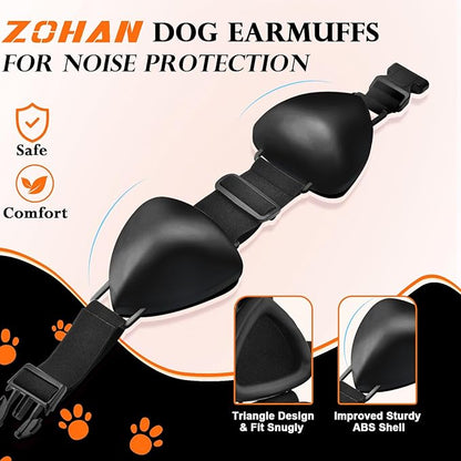 ZOHAN Dog Ear Muffs for Noise Protection, Comfort Dog Noise Cancelling Ear Muffs with Fast Snap Lock for Fireworks, Thunder, Vacuums(Black,L)