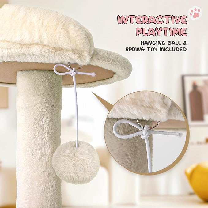 MoNiBloom 70 Inch Cat Tree Tower for Indoor Cats Large Adults, Tall Cat Tower with Scratching Post, Multi-Level Furniture Activity Center with Cat Condo Pet Play House, Beige