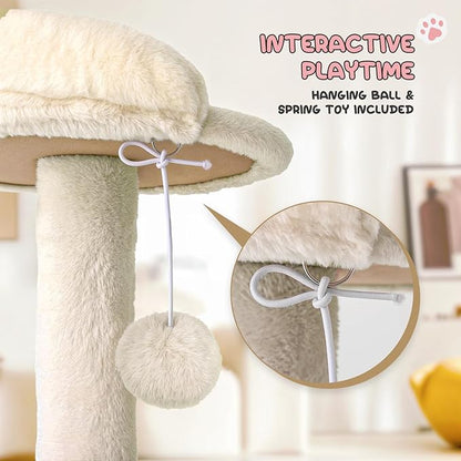 MoNiBloom 70 Inch Cat Tree Tower for Indoor Cats Large Adults, Tall Cat Tower with Scratching Post, Multi-Level Furniture Activity Center with Cat Condo Pet Play House, Beige