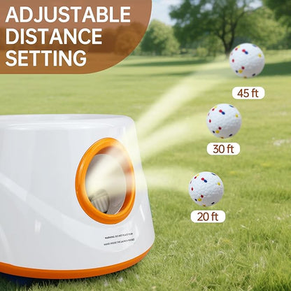 Automatic Ball Launcher for Dogs with 6pcs 2.3 Inch Etpu Tennis Balls,Thrower Distance 20-45ft,interacive Dog Toys for Indoor/Outdoor for Small Or Medium Dogs