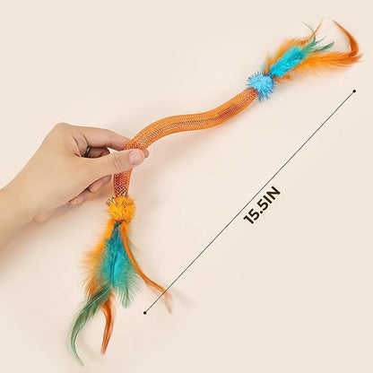 Catnip Toys for Cats – 6-Pack Feather Mesh Tubes with Bells, Interactive Chew Set for Indoor Cats & Kittens