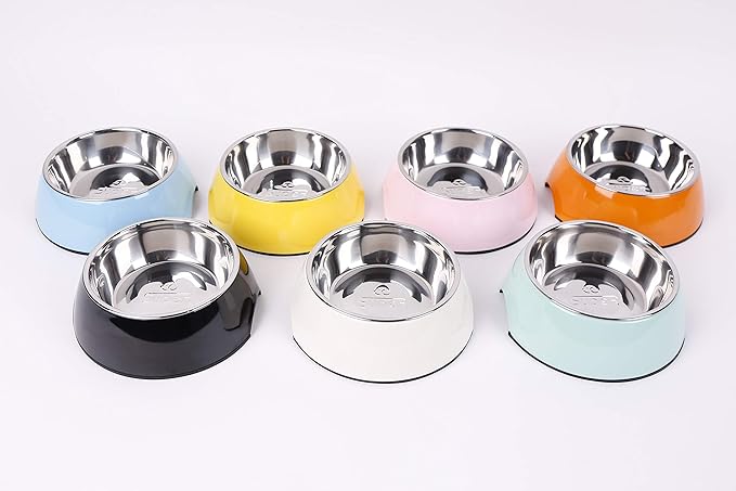 Pet Bowls Stainless Steel Dog Cat Pet Bowl Universal Pet Water and Food Bowls 4 Sizes and 5 Colors Available (S, Black)