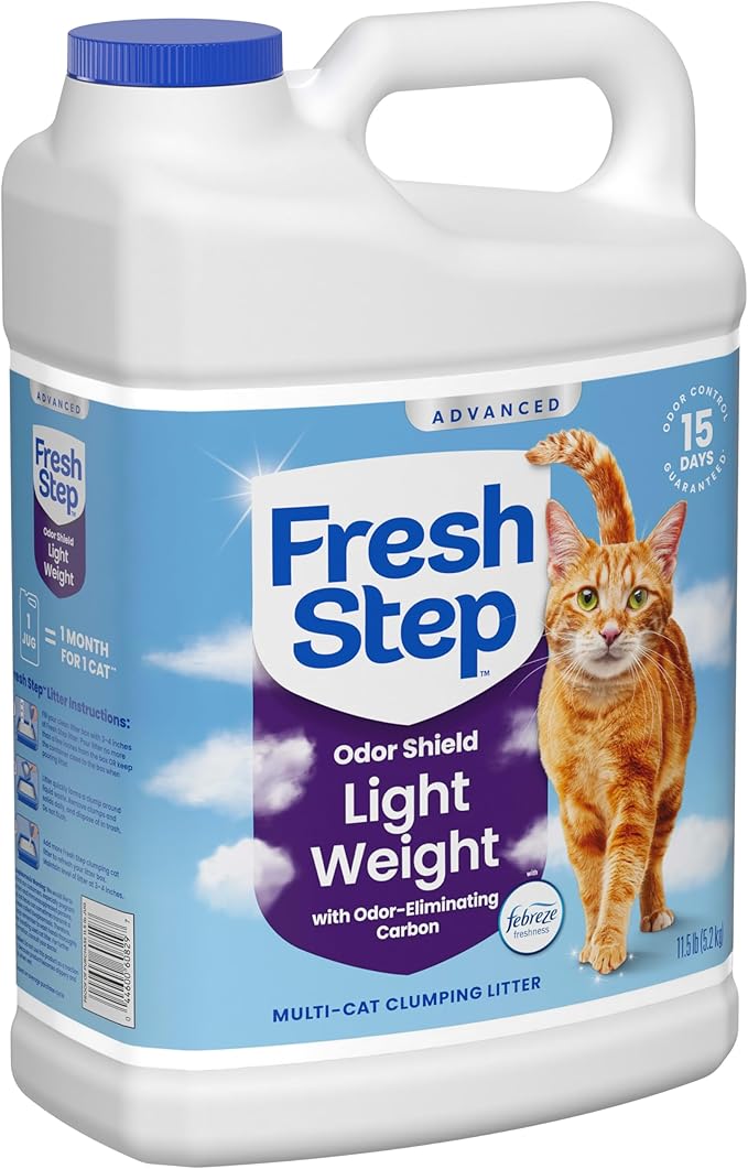 Fresh Step Odor Shield Light Weight Advanced Multi Cat Clumping Litter with Febreze Freshness, 11.5 lb, Pack of 2 (Package May Vary)