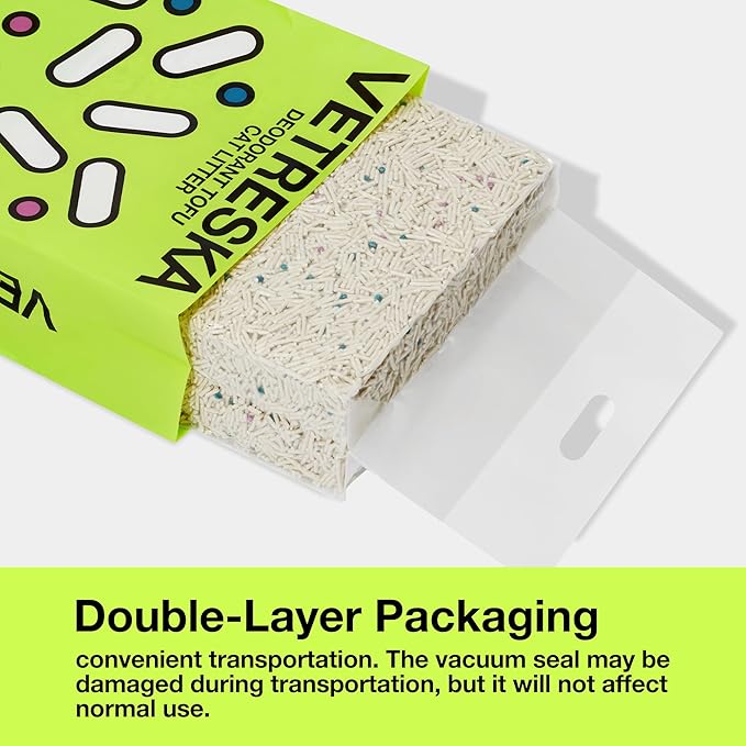 Vetreska Tofu Cat Litter - Strong Clumping, Dust Free, Low Tracking, Flushable, Water Absorbent - Cactus (5.5lb x 1bag)