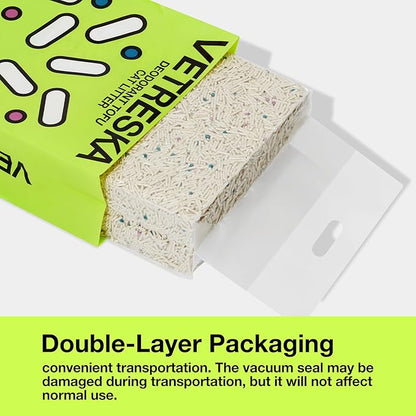 Vetreska Tofu Cat Litter - Strong Clumping, Dust Free, Low Tracking, Flushable, Water Absorbent - Cactus (5.5lb x 1bag)