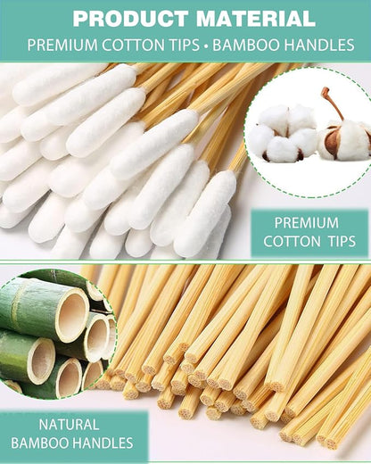 Dog Ear Swabs, 800 Count – 4.72 Inch Bamboo Cotton Swabs with Large Lint-Free Absorbent Tips for Medium Dogs, Wax Removal & Daily Grooming, Eco-Friendly, 16 Resealable Bags