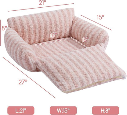 Hollypet Cat Bed Fluffy Plush Mutifuctional Double-Layer Soft Pet Couch Orthopedic Sofa Nest Beds for Small Cats and Dogs, Pink (21x15x8 inch)