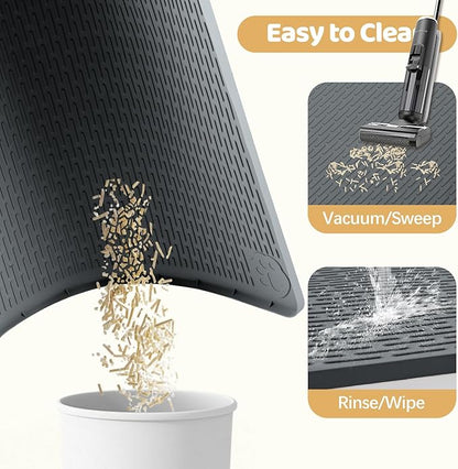 Cat Litter Mat, XXL Extra Large 50" x 35" Silicone Mat Litter Trapping Mat for Scatter Control, Soft on Kitty Paws, Easy to Clean (Dark Grey)