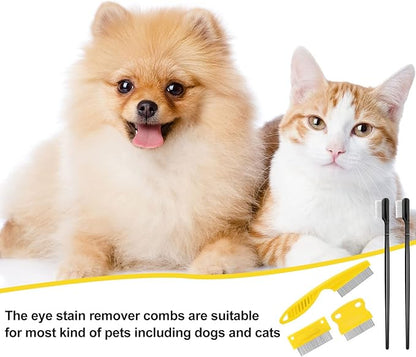 5 Pieces Dog Eye Combs Tear Stain Remover Combs Pet Grooming Comb for Small Dogs Gently Removing Eye Mucus and Crust (Yellow, Black)