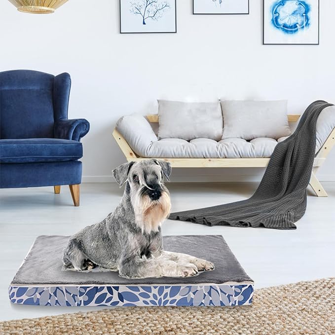 Dog Bed, Puppy Bed Dog Sleeping Mat Dogs Orthopedic Foam with Bolster Washable Pet Bed with Removable Cover