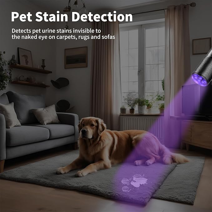 UV Flashlight Black Light UV Lights, 5 Pack 9 LED 395nm Ultraviolet Blacklight, Handheld Mini Torch Light Pet Urine Detector for Dog/Cat Urine, Dry Stains, Bed Bug(15x AAA Batteries(Black))