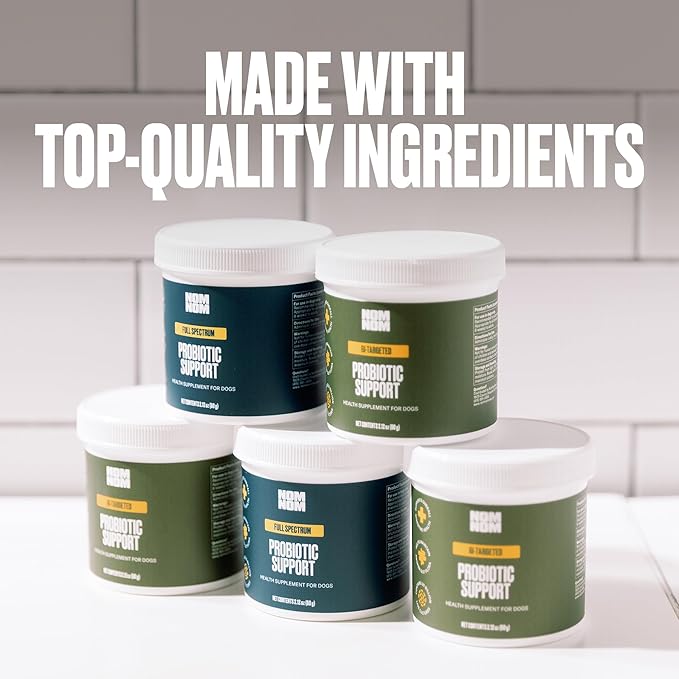 Nom Nom Dog Full Spectrum Probiotic Support Prebiotic Fiber and Inulin Powder Blend - Probiotic for Digestive, Immune, and Dog Allergy Health Preferences