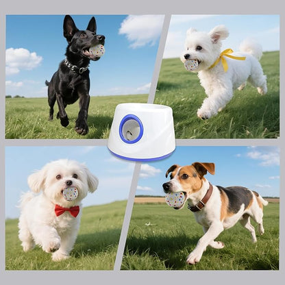 Dog Ball Thrower Launcher, Automatic Ball Launcher for Dogs, 3 Adjustable Distance Settings, Indoor Outdoor Interactive Toy, with 3 2.3-inch Balls, Small/Medium Sized Dog Thrower