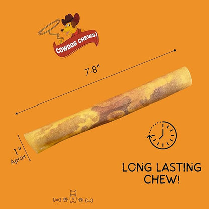 Cowdog Chews Rawhide Gourmet Meaty Rolls 7-8" (10 Count) – Premium Dog Treats with Savory Beef Filling, Long-Lasting Chew for Aggressive Chewers, High-Protein, Natural Ingredients