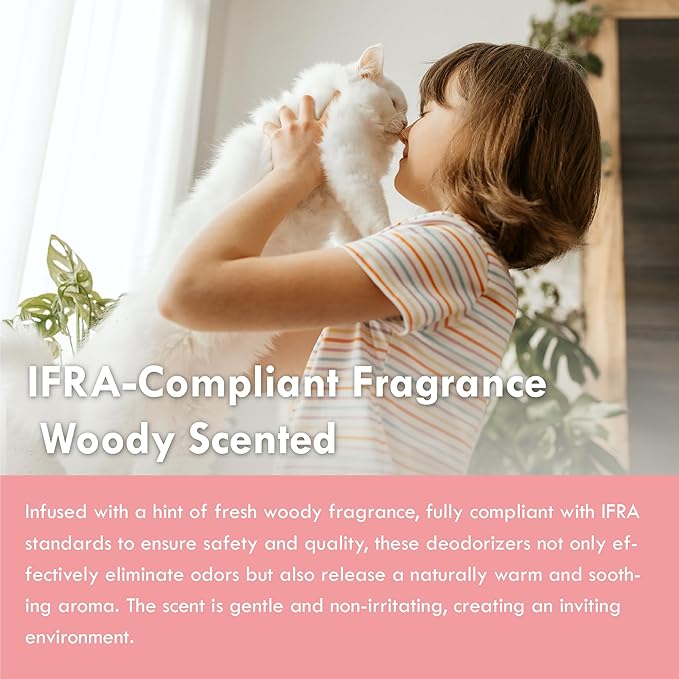 Lady N Fresh Woody Scent Cat Litter Deodorizer, Litter Box Odor Control Powder, Cation Odor Control with Probiotics, 15 Packets