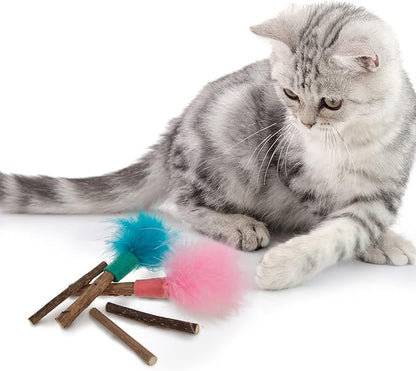 SmartyKat (5 Count Silly Silver Stix Natural Silvervine Cat Toys - Blue/Pink, One Size