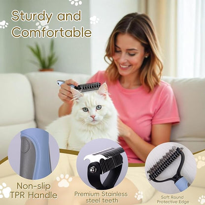Upgraded All-in-One Pet Grooming Kit – Includes Detangling, Shedding, Dual-Sided & Massaging Tools, Ergonomic Non-Slip Handle, Safe for Cats & Dogs