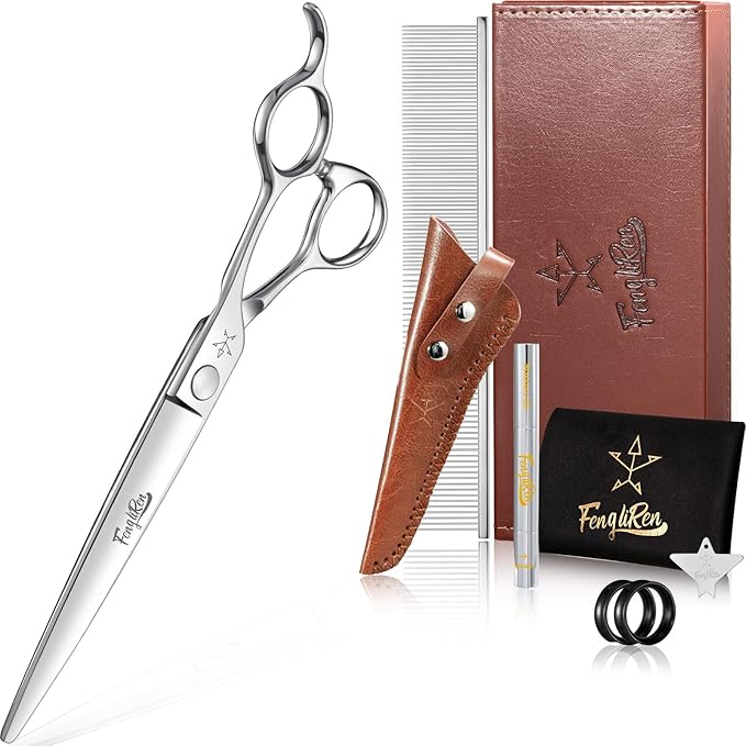 High-end Professional Dog Grooming Scissors Pet Grooming Shears 7.5 Inches Extremely Very Sharp Made Of Stainless Steel Alloy By Hand For Dog Cat Groomer