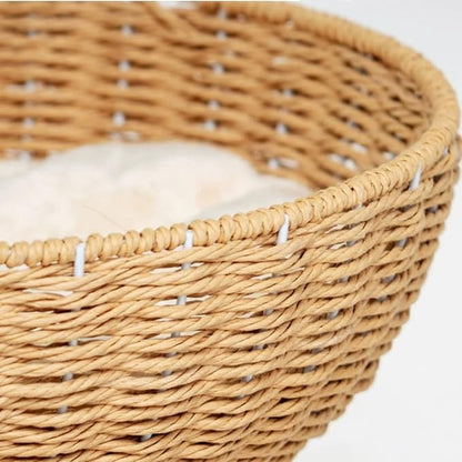 SHENGOCASE Cat Tree Tower with Rattan Wicker Basket, 3 Handwoven Large Nest Baskets Bed, Window Perch for Large Cats up to 20LBS