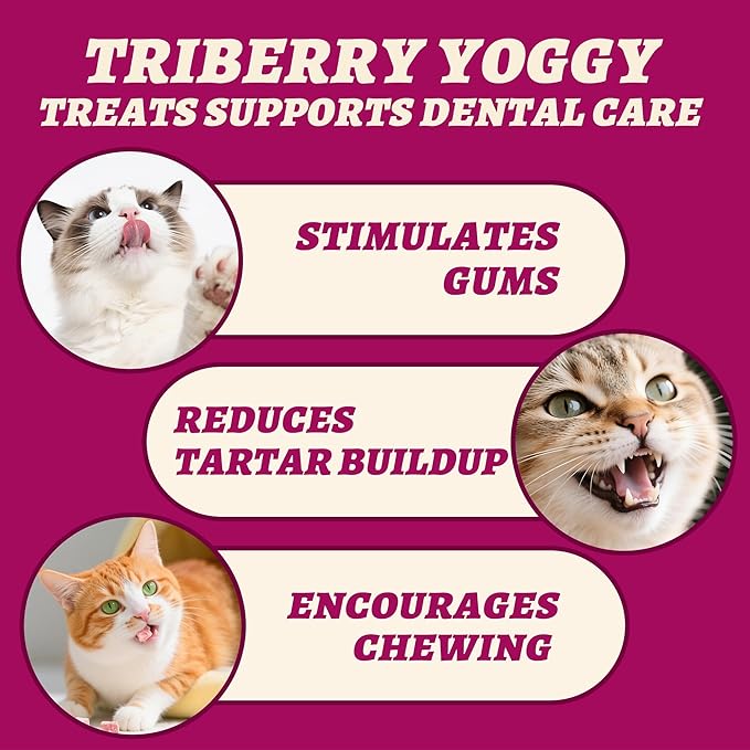 Wellix Freeze-Dried Cat Treats for Dog & Cat - Triberry Yoggy Cat&Dog Yogurt Treats with Chicken Flavor Fruits - Probiotics Digestive & Immune Health Cats&Dogs Food Toppers 4.23oz