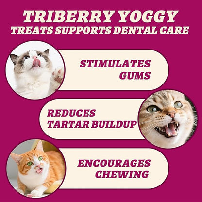 Wellix Freeze-Dried Cat Treats for Dog & Cat - Triberry Yoggy Cat&Dog Yogurt Treats with Chicken Flavor Fruits - Probiotics Digestive & Immune Health Cats&Dogs Food Toppers 4.23oz