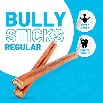 Sitka Farms Bully Sticks Regular 12 inch - 20 Count - All Natural Premium High Protein Long Lasting Dental Treats for Large Medium and Small Dogs - Rawhide Free Sticks for All Breeds