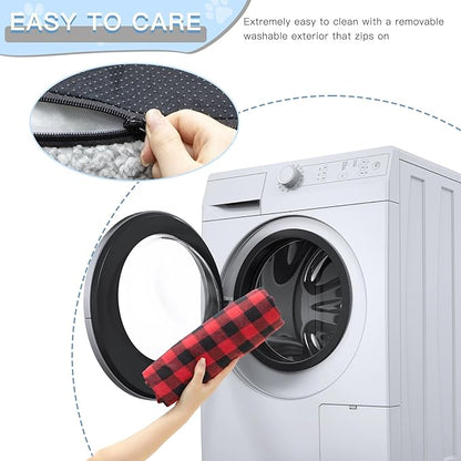 Cat Couch Bed - Cat Bed for Indoor Cats, Calming Pet Sofa Puppy Sleeping Bed with Removable Washable Cover, Cute Dog Couch and Kitty Lounge Chair for 18lbs Cats & Small Dogs(Red & Black)