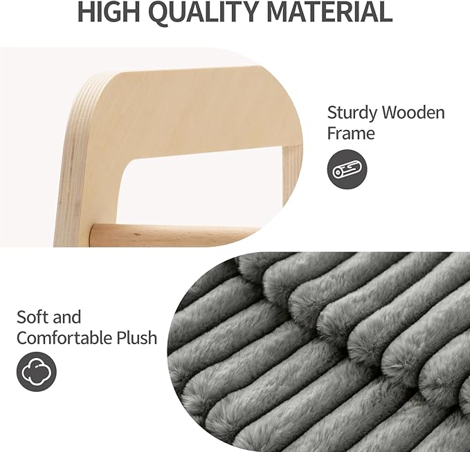 MEWOOFUN Cat Couch Bed, Pet Sofa for Indoor Cats Wooden Indoor Elevated Cat Beds with Removable Mattress Cover Suitable for Kitty, Puppy or Small Animal (Dark Grey, Medium)