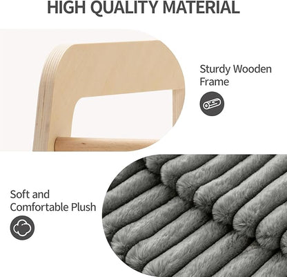 MEWOOFUN Cat Couch Bed, Pet Sofa for Indoor Cats Wooden Indoor Elevated Cat Beds with Removable Mattress Cover Suitable for Kitty, Puppy or Small Animal (Dark Grey, Medium)