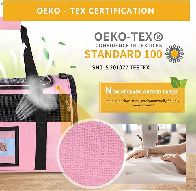 Cat Carrier Pet Carriers Airline Approved for Small Dogs Kitten Carriers for Small Medium Cats Under 15lb, Collapsible Soft Sided TSA Approved Travel Carrier, Pink