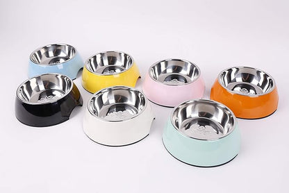 Pet Bowls Stainless Steel Dog Cat Pet Bowl Universal Pet Water and Food Bowls 4 Sizes and 5 Colors Available (L, Black)