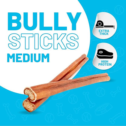 Sitka Farms Bully Sticks 12 inch - (24 Count) Bully Sticks Long Lasting Dental Treats for Large Medium and Small Dogs - Fully Digestible Rawhide Free Sticks for Agresive & Medium Chewers