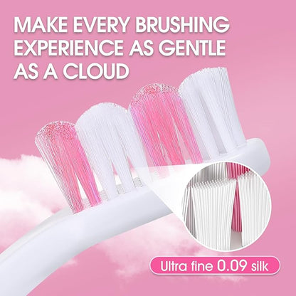 Dog Toothbrush – Newly Upgraded Dual-Head Design with 60° Wavy Bristles – Gently Surrounds Teeth for Deep Cleaning and Plaque Removal – Non-Slip Handle, Ideal for Daily Pet Dental Care (Pink, 6-Pack)