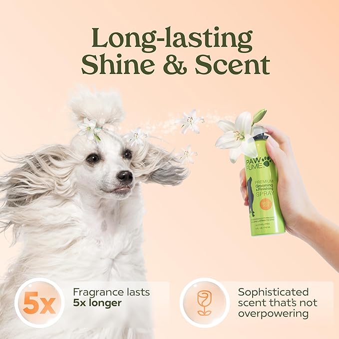 Paw Fume Dog Perfume Spray Long Lasting Scent for Grooming, Show Dog, 4-Pack – Keep Your Pup Fresh All Day – Hypoallergenic, Alcohol-Free, Detangling Formula – Moisturizing Pet Cologne Spray for Dogs